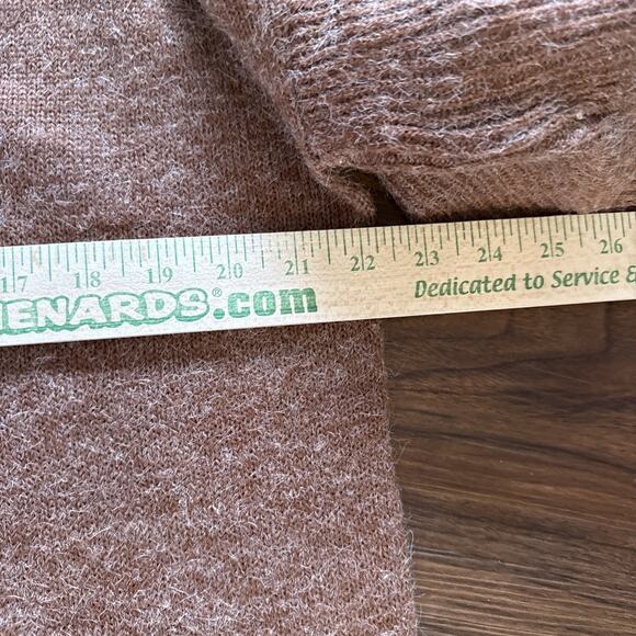 Lumière Ruffle Tiered Boxy Sweater Sz M Brown Elevated Basic Fall Flared Sleeve - Picture 5 of 7